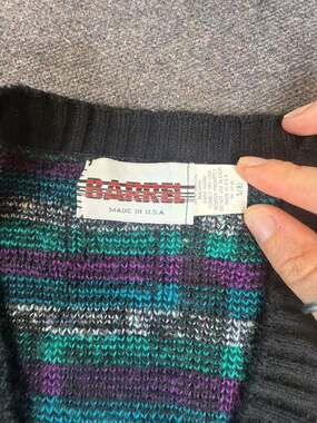 Vintage Barrel Geometric Pattern Cardigan Sweater Size S